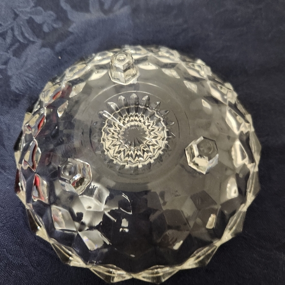 Vintage Clear Glass Candle Holder Bowl Footed Decor Fostoria American Cubist - Picture 4 of 5